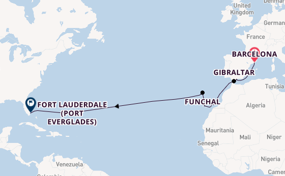 Transatlantic from Barcelona, Spain with the Sun Princess