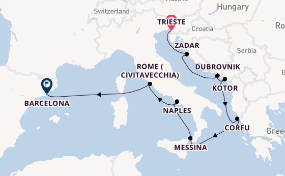 Mediterranean Sea from Trieste, Italy with the Oosterdam