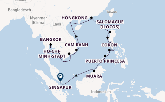Südostasien ab Bangkok, Thailand auf der Riviera