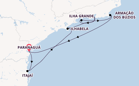 Brazilië vanaf Paranaguá, Brazilië met de MSC Musica