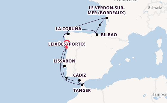 Portugal ab Leixoes auf der Mein Schiff 6