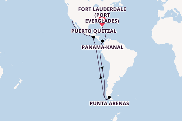 Südamerika ab Fort Lauderdale (Port Everglades), USA auf der Eurodam