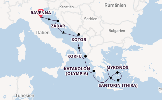 Östliches Mittelmeer ab Ravenna, Italien auf der Norwegian Pearl