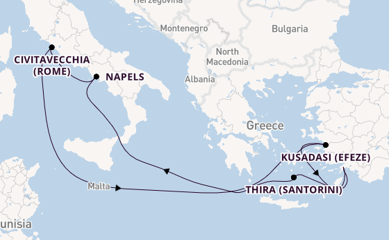 Oostelijke Middellandse Zee vanaf Marmaris, Turkije met de MSC Divina
