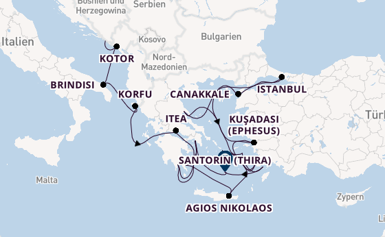 Östliches Mittelmeer ab Dubrovnik, Kroatien auf der Seabourn Ovation