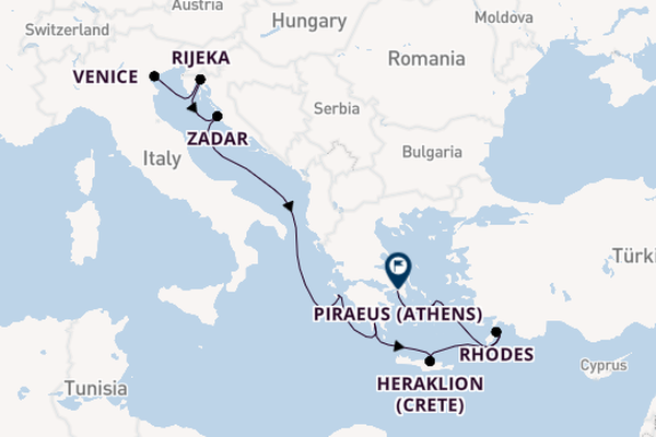 Eastern Mediterranean from Venice, Italy with the Insignia