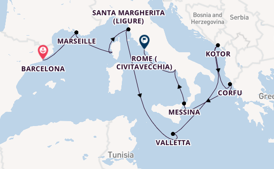Western Mediterranean from Barcelona, Spain with the Enchanted Princess