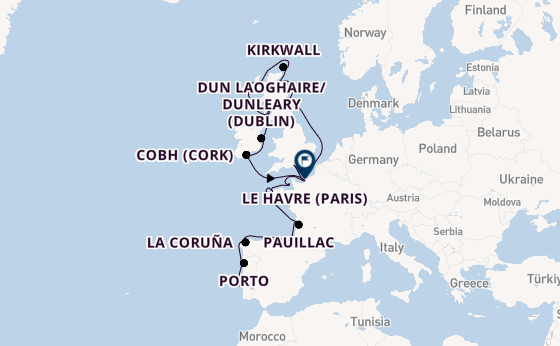 British Isles from Lisbon, Portugal with the Vista