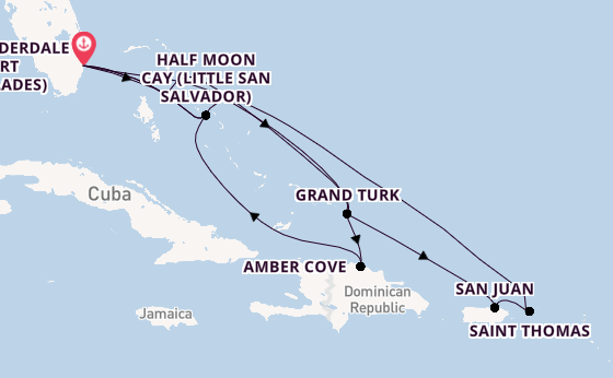 Caribbean from Fort Lauderdale (Port Everglades), Florida with the Nieuw Statendam