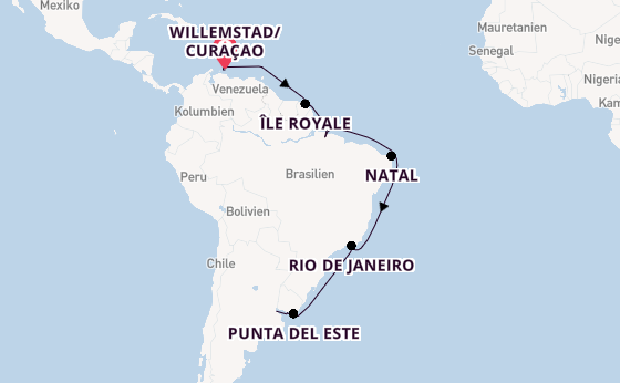 Südamerika ab Willemstad/Curaçao, Ndl. Antillen auf der HANSEATIC inspiration