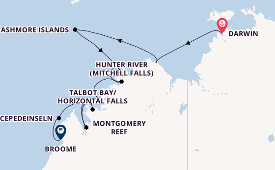 Australien ab Darwin, Australien auf der Seabourn Pursuit