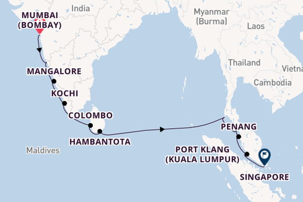 South East Asia from Mumbai (Bombay), India with the Marina