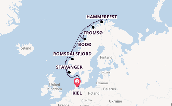 Noorwegen vanaf Kiel, Duitsland met AIDAluna