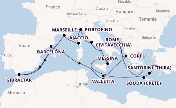 Mediterranean from Piraeus (Athens), Greece with the Oosterdam