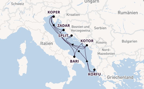 Mittelmeer ab Triest, Italien auf der Mein Schiff 4