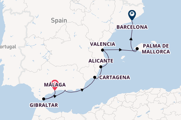 Westelijke Middellandse Zee vanaf Málaga, Spanje met de Azamara Journey