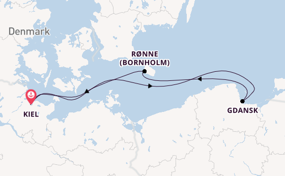 Oostzee vanaf Kiel, Duitsland met de Mein Schiff 7