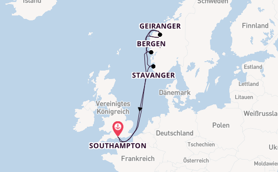 Norwegen ab Southampton, Großbritannien auf der Celebrity Apex