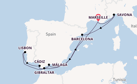 Western Mediterranean from Marseille, France with the Costa Fascinosa