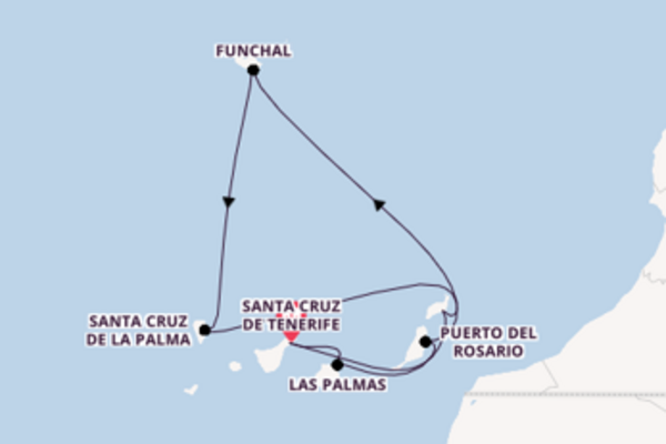 Geniet van een 8daagse cruise naar Santa Cruz de Tenerife