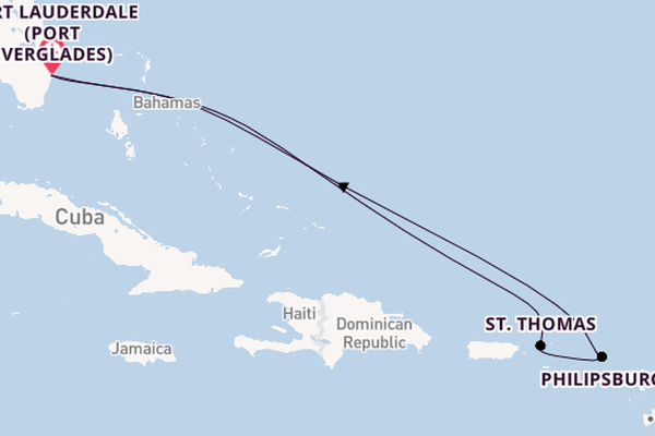 Eastern Caribbean from Fort Lauderdale (Port Everglades), Florida, USA with the Sun Princess