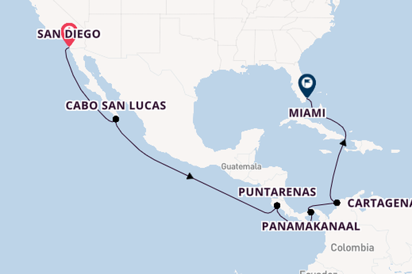 Midden-Amerika vanaf San Diego, Verenigde Staten met de MSC Poesia