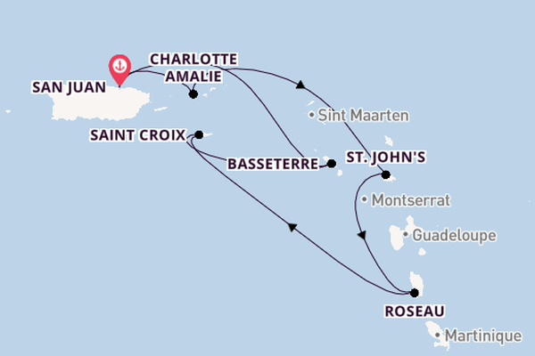 Caribbean from San Juan, Puerto Rico with the Vision of the Seas