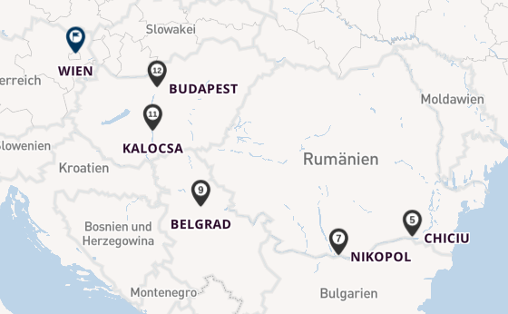 Donau ab Bukarest, Rumänien auf der Amadeus Aurea