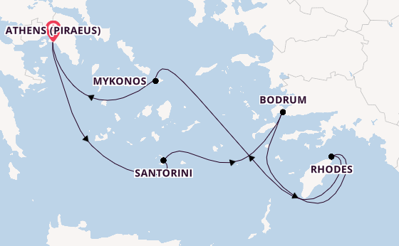 Eastern Mediterranean from Athens (Piraeus), Greece with the Scarlet Lady