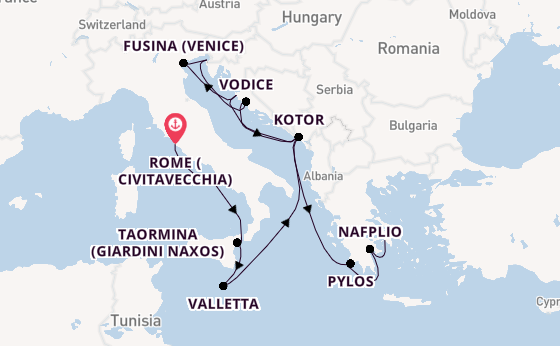 Mediterranean Sea from Rome (Civitavecchia), Italy with the Seabourn Ovation 
