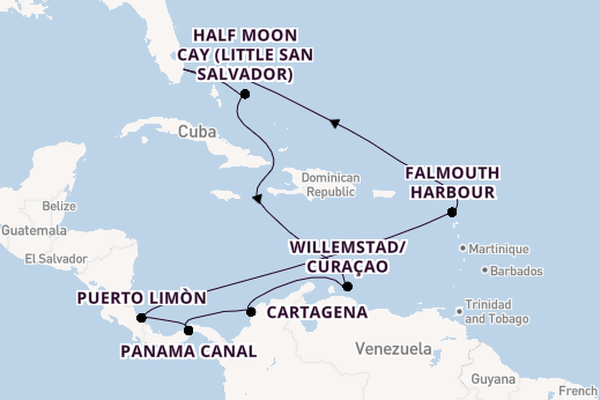 Central America from Fort Lauderdale (Port Everglades), Florida, USA with the Rotterdam