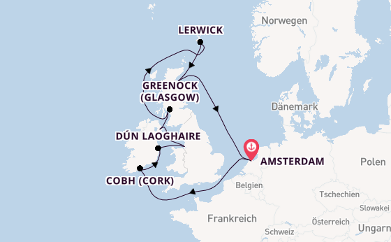 Britische Inseln ab Amsterdam, Niederlande auf der Celebrity Eclipse