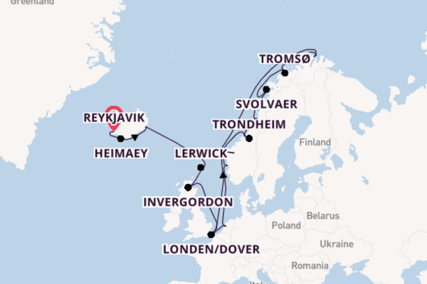 Noorwegen vanaf Reykjavik, IJsland met de Seabourn Ovation