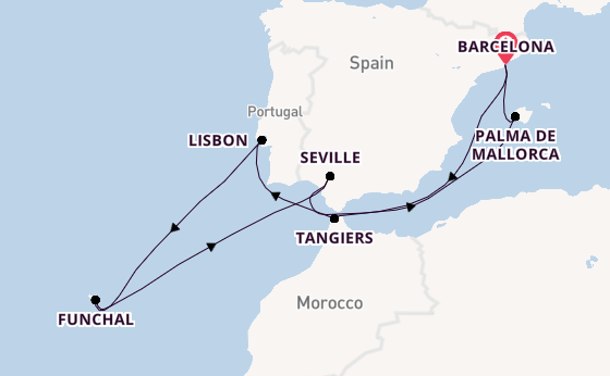 Western Mediterranean from Barcelona, Spain with the Celebrity Xcel