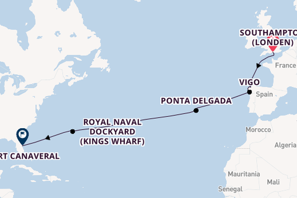 trans-Atlantisch vanaf Southampton (Londen), Engeland met de Celebrity Apex