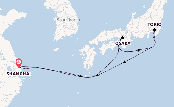 China vanaf Shanghai, China met de Spectrum of the Seas