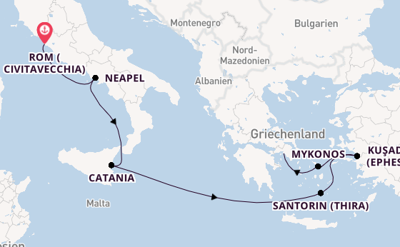Mittelmeer ab Civitavecchia (Rom), Italien auf der Brilliance of the Seas