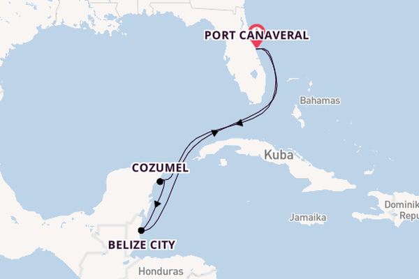 Westliche Karibik ab Port Canaveral, USA auf der Carnival Firenze