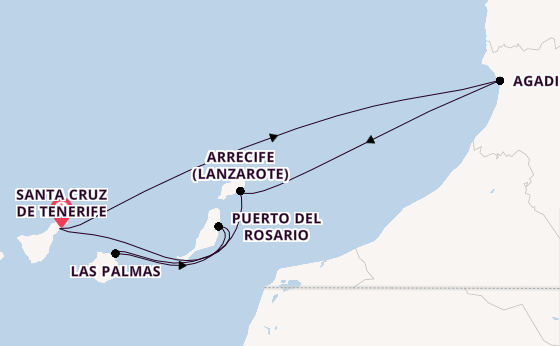 Kanarische Inseln ab Santa Cruz de Tenerife, Spanien auf der Costa Smeralda