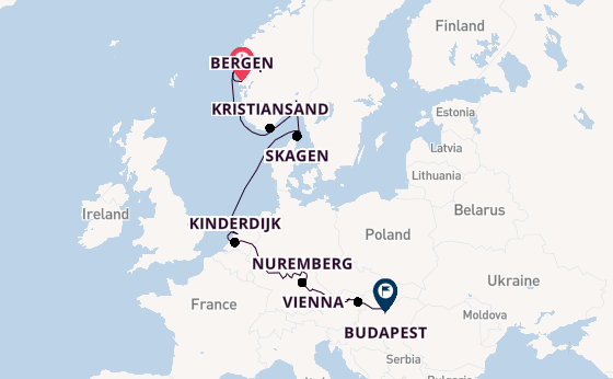 Danube River, Europe from Bergen, Norway with the Viking Vela