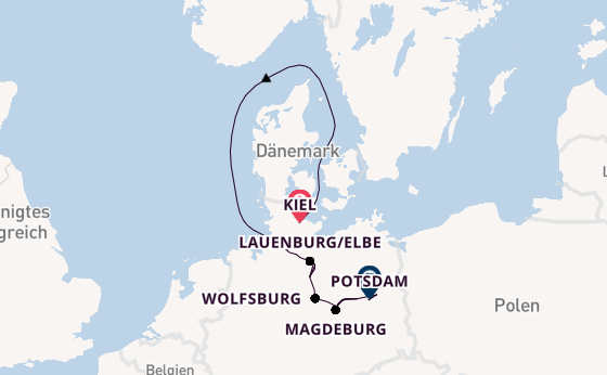 Elbe ab Kiel, Deutschland auf der VIVA RUBY