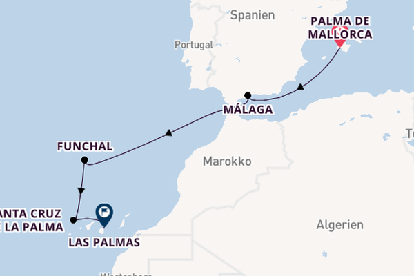 Kanarische Inseln ab Palma de Mallorca, Spanien auf der Mein Schiff 6