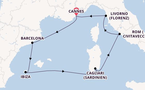 Westliches Mittelmeer ab Cannes, Frankreich auf der MSC Fantasia