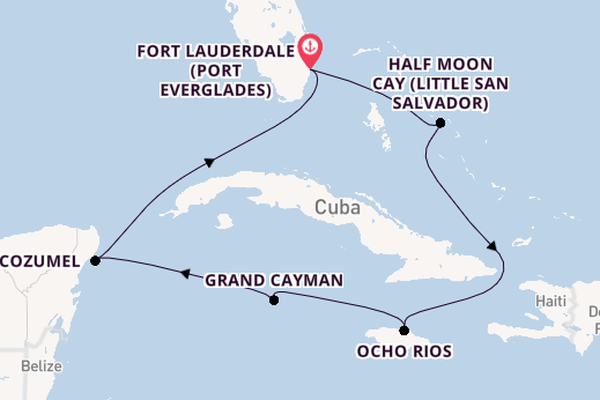 Western Caribbean from Fort Lauderdale (Port Everglades), Florida with the Eurodam