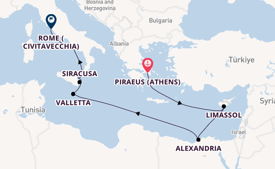 Mediterranean from Piraeus (Athens), Greece with the Azamara Onward
