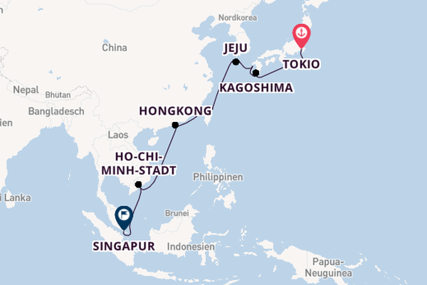 Ostasien ab Tokio, Japan auf der Silver Moon