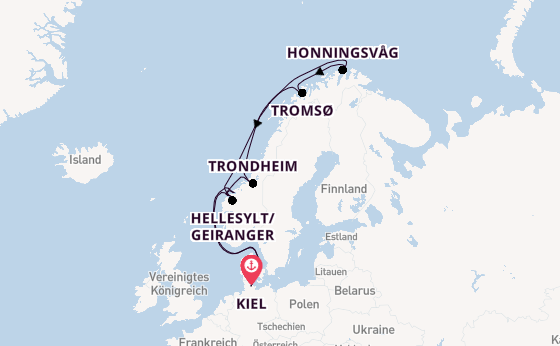 Norwegen ab Kiel, Deutschland auf der Mein Schiff 1