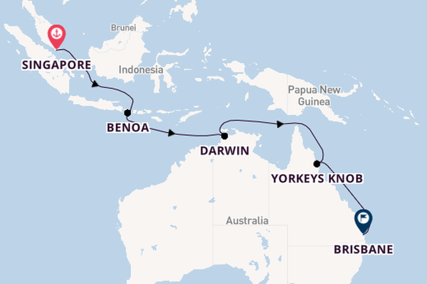 Australië vanaf Singapore, Singapore met de Royal Princess