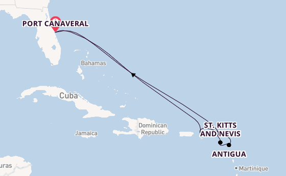 Caribbean from Port Canaveral, Florida, USA with the Carnival Firenze