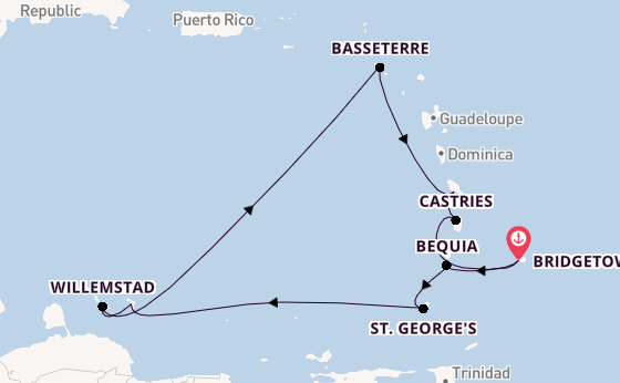 Zuidelijke Caraïben vanaf Bridgetown, Barbados met de Silver Spirit